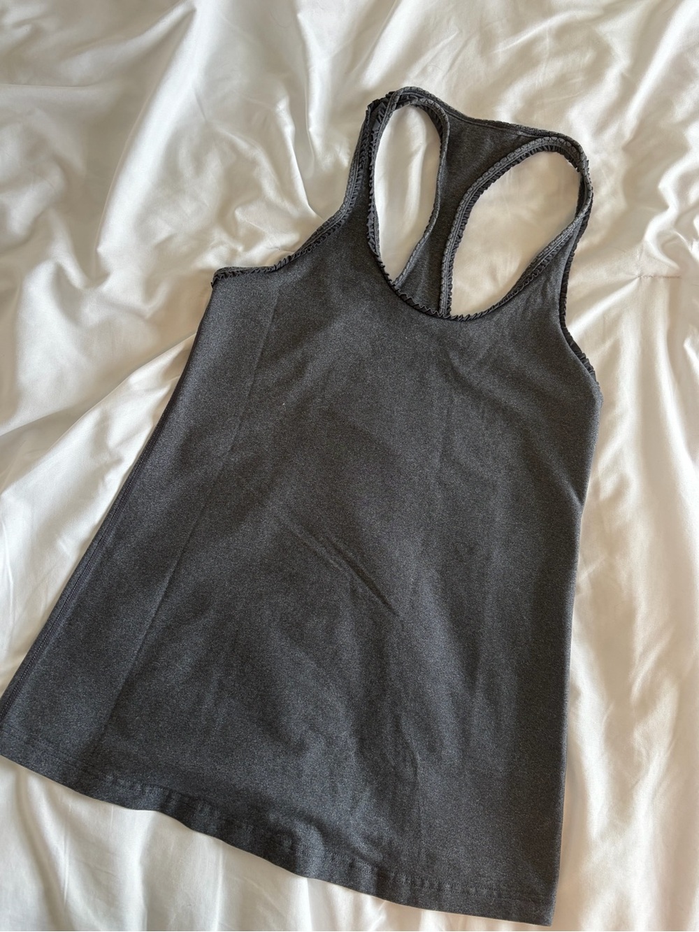 lululemon athletica Women's Charcoal Gray Ruffle Racerback Tank